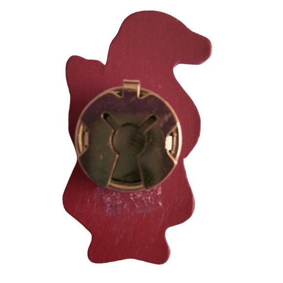 Santa Clause Button Cover Vintage Holding Christmas Tree Handcrafted wood - Picture 3 of 4